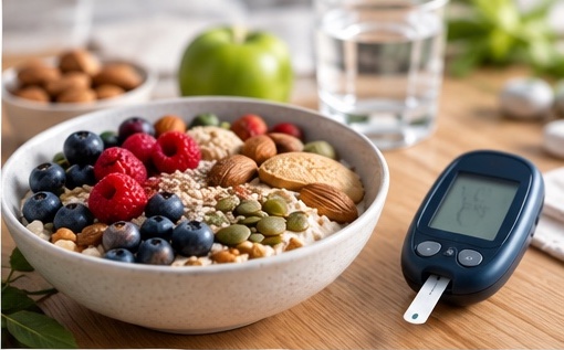 Blutzuckerstabile Ernährung und Blutzuckermessgerät